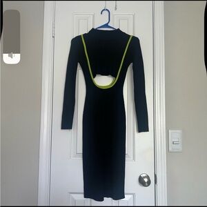 Fashion Nova Black and green midi dress very body